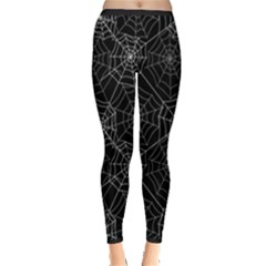 Pattern Spiderweb Halloween Gothic On Black Background Inside Out Leggings by genx