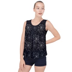 Pattern Spiderweb Halloween Gothic on black background Bubble Hem Chiffon Tank Top