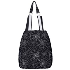 Pattern Spiderweb Halloween Gothic on black background Center Zip Backpack