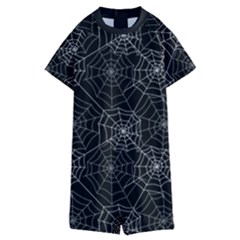 Pattern Spiderweb Halloween Gothic on black background Kids  Boyleg Half Suit Swimwear