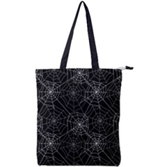 Pattern Spiderweb Halloween Gothic on black background Double Zip Up Tote Bag