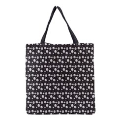 Pattern Skull Bones Halloween Gothic on black background Grocery Tote Bag