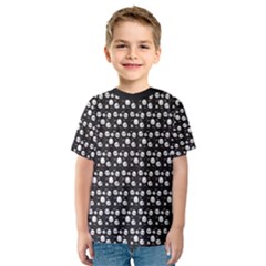 Pattern Skull Bones Halloween Gothic on black background Kids  Sport Mesh Tee