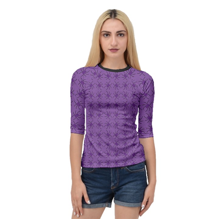 Pattern Spiders Purple and black Halloween Gothic Modern Quarter Sleeve Raglan Tee