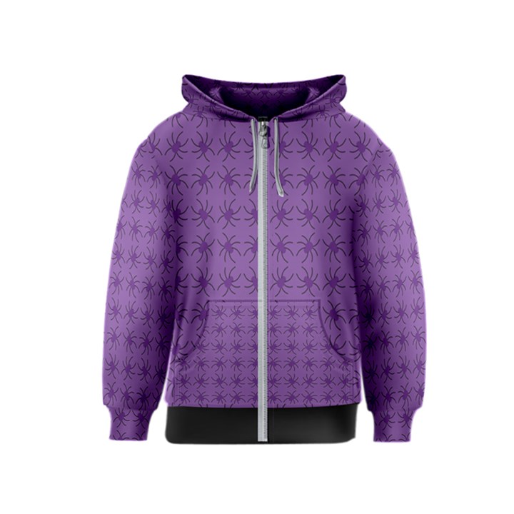 Pattern Spiders Purple and black Halloween Gothic Modern Kids  Zipper Hoodie