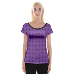 Pattern Spiders Purple And Black Halloween Gothic Modern Cap Sleeve Top by genx