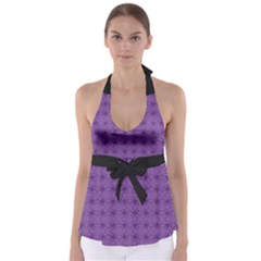 Pattern Spiders Purple and black Halloween Gothic Modern Babydoll Tankini Top