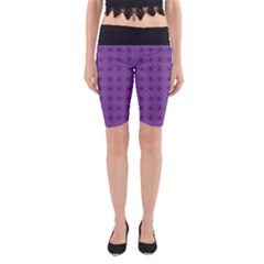 Pattern Spiders Purple and black Halloween Gothic Modern Yoga Cropped Leggings