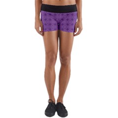 Pattern Spiders Purple and black Halloween Gothic Modern Yoga Shorts