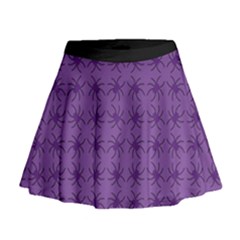 Pattern Spiders Purple and black Halloween Gothic Modern Mini Flare Skirt