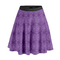 Pattern Spiders Purple And Black Halloween Gothic Modern High Waist Skirt by genx