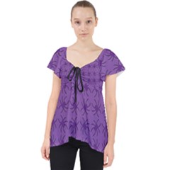 Pattern Spiders Purple and black Halloween Gothic Modern Lace Front Dolly Top