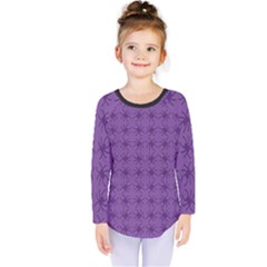 Pattern Spiders Purple and black Halloween Gothic Modern Kids  Long Sleeve Tee