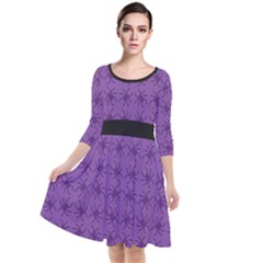 Pattern Spiders Purple and black Halloween Gothic Modern Quarter Sleeve Waist Band Dress