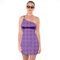 Pattern Spiders Purple and black Halloween Gothic Modern One Soulder Bodycon Dress