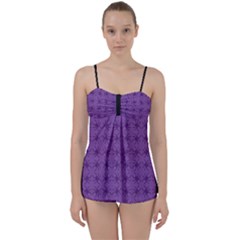 Pattern Spiders Purple and black Halloween Gothic Modern Babydoll Tankini Set