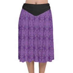 Pattern Spiders Purple and black Halloween Gothic Modern Velvet Flared Midi Skirt