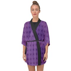 Pattern Spiders Purple and black Halloween Gothic Modern Half Sleeve Chiffon Kimono