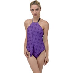 Pattern Spiders Purple and black Halloween Gothic Modern Go with the Flow One Piece Swimsuit
