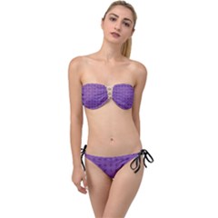 Pattern Spiders Purple And Black Halloween Gothic Modern Twist Bandeau Bikini Set by genx