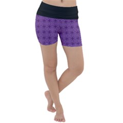 Pattern Spiders Purple And Black Halloween Gothic Modern Lightweight Velour Yoga Shorts by genx