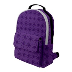 Pattern Spiders Purple and black Halloween Gothic Modern Flap Pocket Backpack (Large)