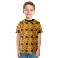 Pattern Pumpkin Spider Vintage Halloween Gothic orange and black Kids  Sport Mesh Tee