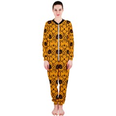 Pattern Pumpkin Spider Vintage Halloween Gothic orange and black OnePiece Jumpsuit (Ladies) 