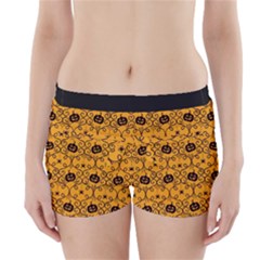 Pattern Pumpkin Spider Vintage Halloween Gothic orange and black Boyleg Bikini Wrap Bottoms