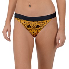 Pattern Pumpkin Spider Vintage Halloween Gothic Orange And Black Band Bikini Bottom by genx