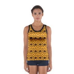 Pattern Pumpkin Spider Vintage Halloween Gothic Orange And Black Sport Tank Top  by genx