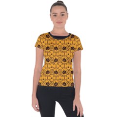 Pattern Pumpkin Spider Vintage Halloween Gothic orange and black Short Sleeve Sports Top 