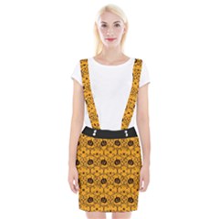 Pattern Pumpkin Spider Vintage Halloween Gothic Orange And Black Braces Suspender Skirt by genx