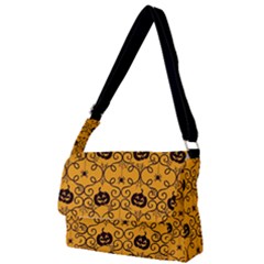 Pattern Pumpkin Spider Vintage Halloween Gothic orange and black Full Print Messenger Bag