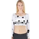 Pattern Skull Stars Handrawn Naive Halloween Gothic black and white Long Sleeve Crop Top View1