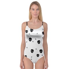 Pattern Skull Stars Handrawn Naive Halloween Gothic black and white Camisole Leotard 