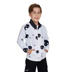 Pattern Skull Stars Handrawn Naive Halloween Gothic Black And White Windbreaker (kids) by genx