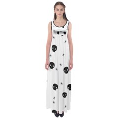 Pattern Skull Stars Handrawn Naive Halloween Gothic black and white Empire Waist Maxi Dress