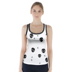 Pattern Skull Stars Handrawn Naive Halloween Gothic black and white Racer Back Sports Top