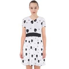 Pattern Skull Stars Handrawn Naive Halloween Gothic black and white Adorable in Chiffon Dress