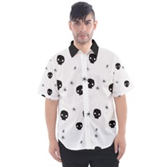 Pattern Skull Stars Handrawn Naive Halloween Gothic Black And White Men s Short Sleeve Shirt