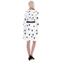 Pattern Skull Stars Handrawn Naive Halloween Gothic black and white Long Sleeve Velvet Front Wrap Dress View2