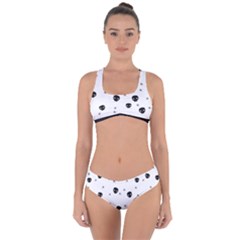 Pattern Skull Stars Handrawn Naive Halloween Gothic black and white Criss Cross Bikini Set