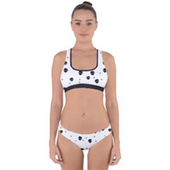 Pattern Skull Stars Handrawn Naive Halloween Gothic black and white Cross Back Hipster Bikini Set