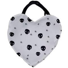 Pattern Skull Stars Handrawn Naive Halloween Gothic Black And White Giant Heart Shaped Tote by genx