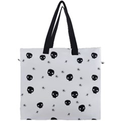 Pattern Skull Stars Handrawn Naive Halloween Gothic black and white Canvas Travel Bag