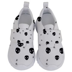 Pattern Skull Stars Handrawn Naive Halloween Gothic Black And White Velcro Strap Shoes by genx