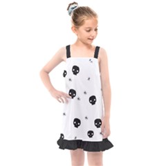 Pattern Skull Stars Handrawn Naive Halloween Gothic Black And White Kids  Overall Dress by genx