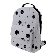 Pattern Skull Stars Handrawn Naive Halloween Gothic black and white Flap Pocket Backpack (Large)