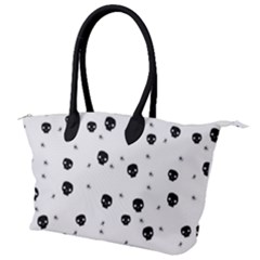 Pattern Skull Stars Handrawn Naive Halloween Gothic black and white Canvas Shoulder Bag